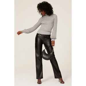 Nicholas Renata Knitted Silver Metallic Mock Neck Pullover Sweater Size S